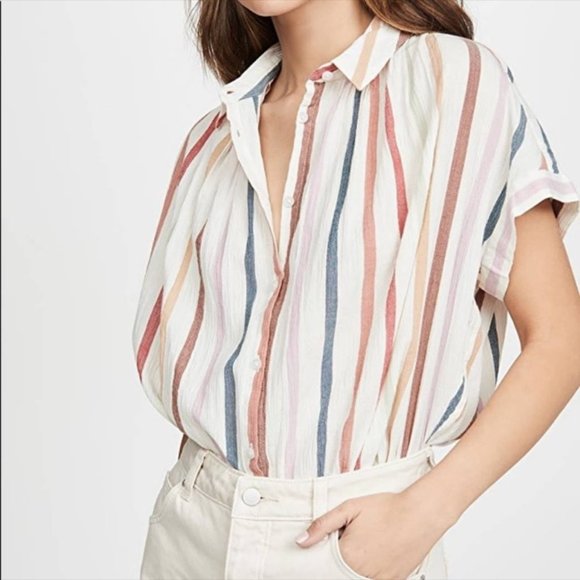 Madewell | Gauze Central Tunic Shirt in Rainbow Stripe | Small - Picture 2 of 11
